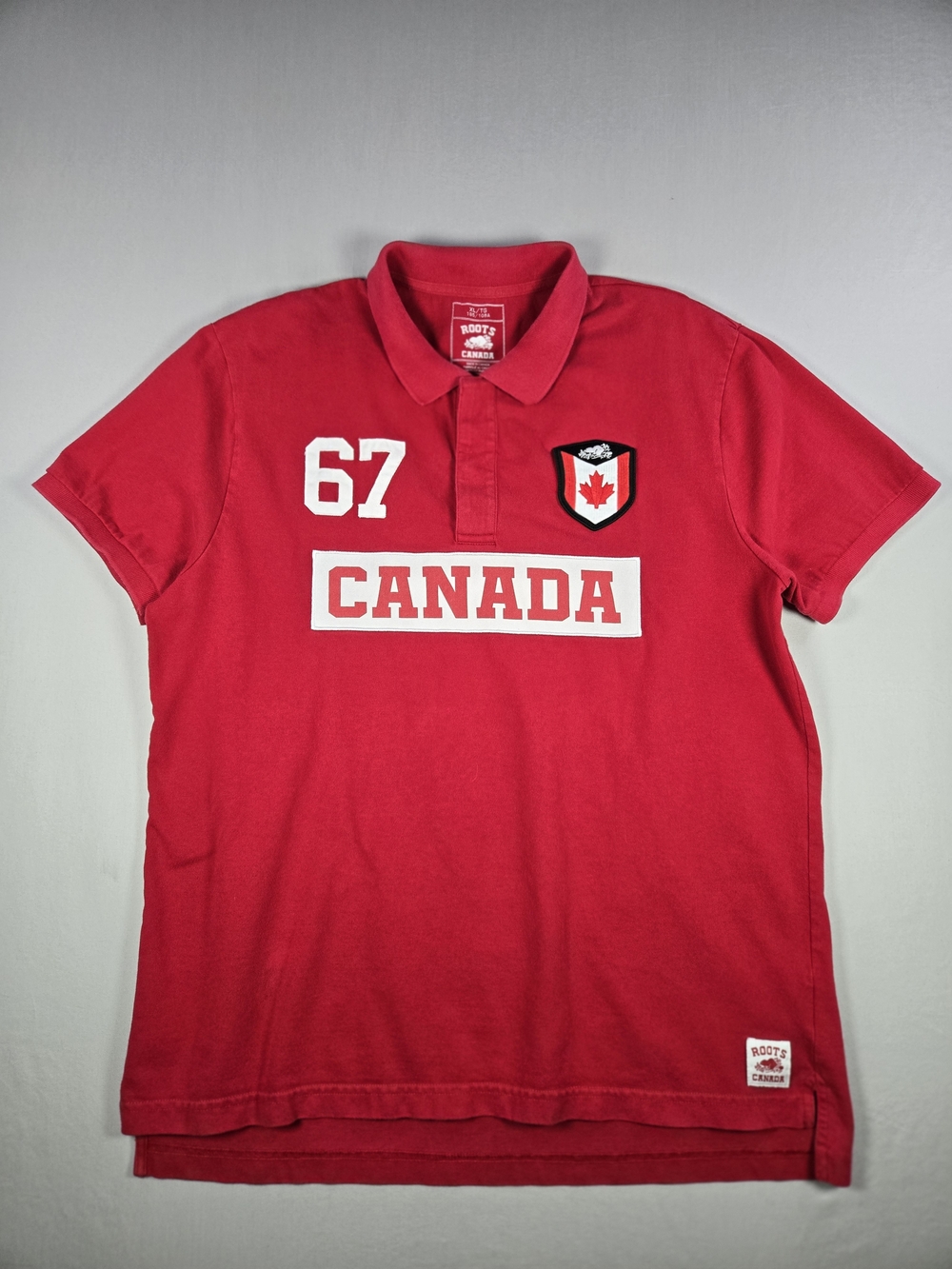Vintage Roots Canada Red Rugby World Cup Soccer Polo Shirt XL